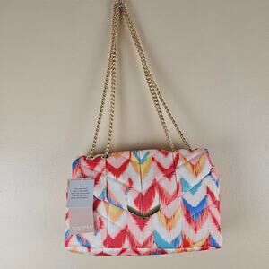 JustFab Triangle Quilted Chevron Crossbody Bag Womens